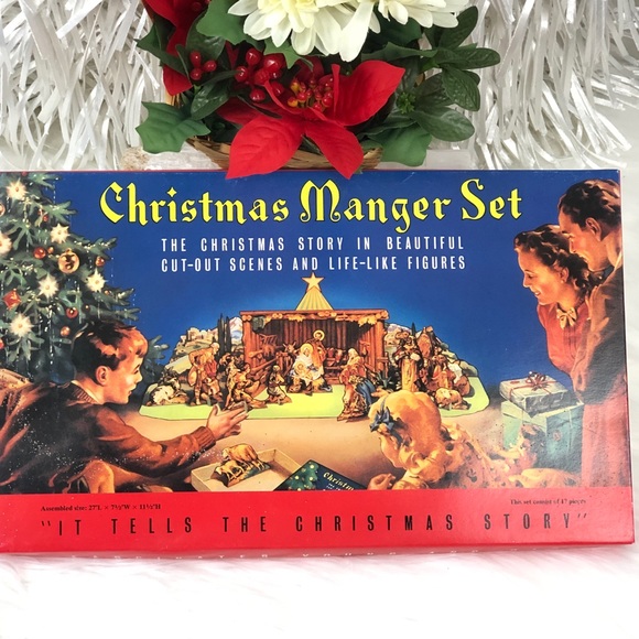 CHRISTMAS MANAGER SET retro cut out cardboard NEW - Picture 16 of 16